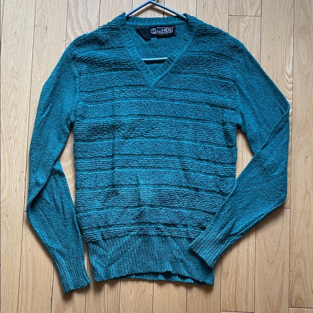 Vintage 20 Ans Men by Mariea Kim Teal V-Neck Sweater